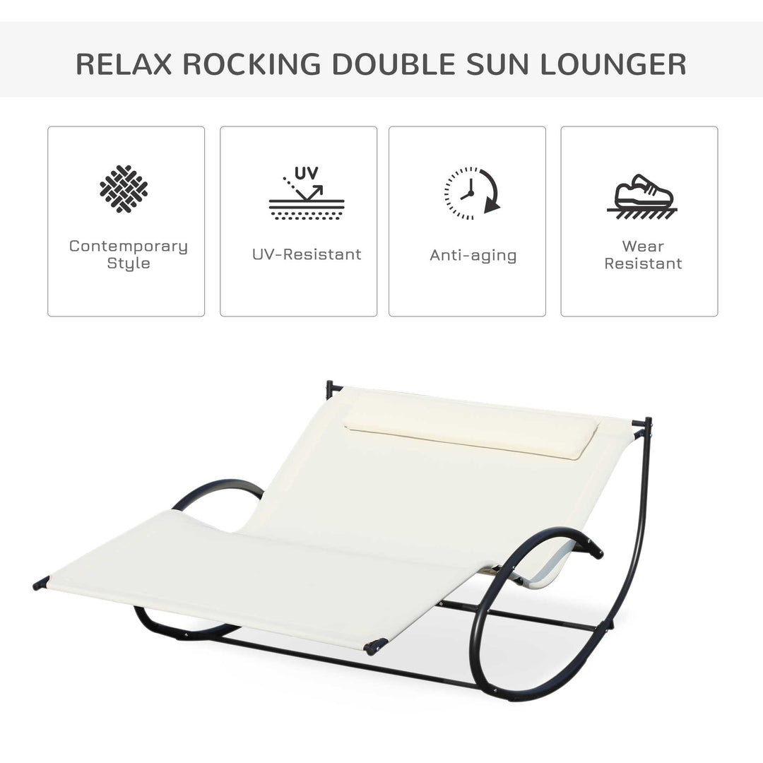 Texteline Double Lounger W/Pillow-Beige