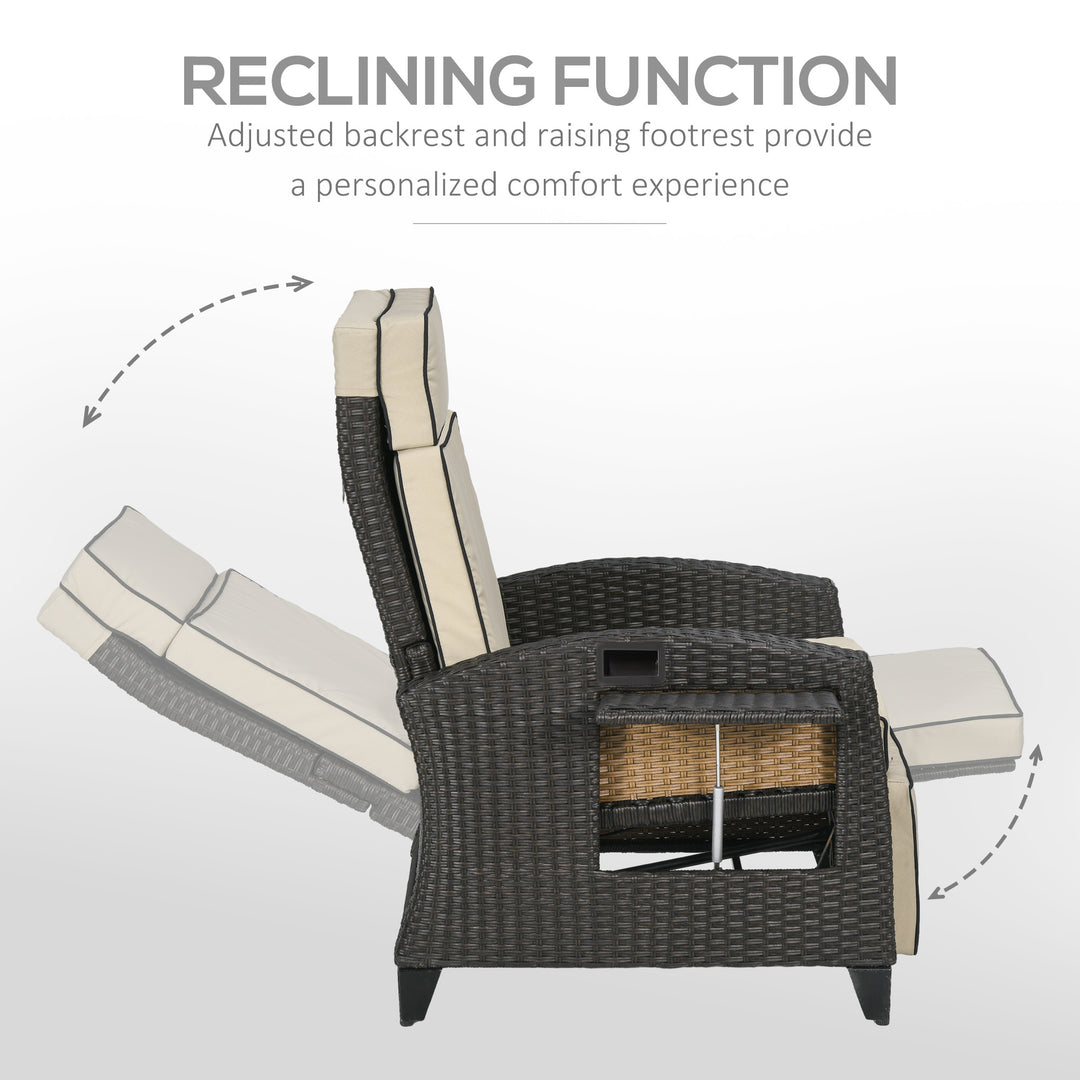 Outdoor Recliner Chair with Adjustable Backrest and Footrest