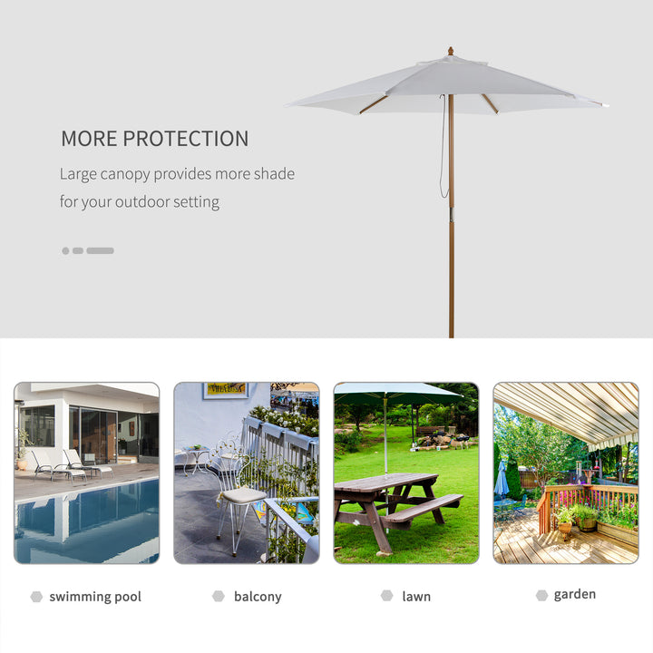 Wooden Patio Umbrella: 2.5m Garden Parasol with 6 Ribs