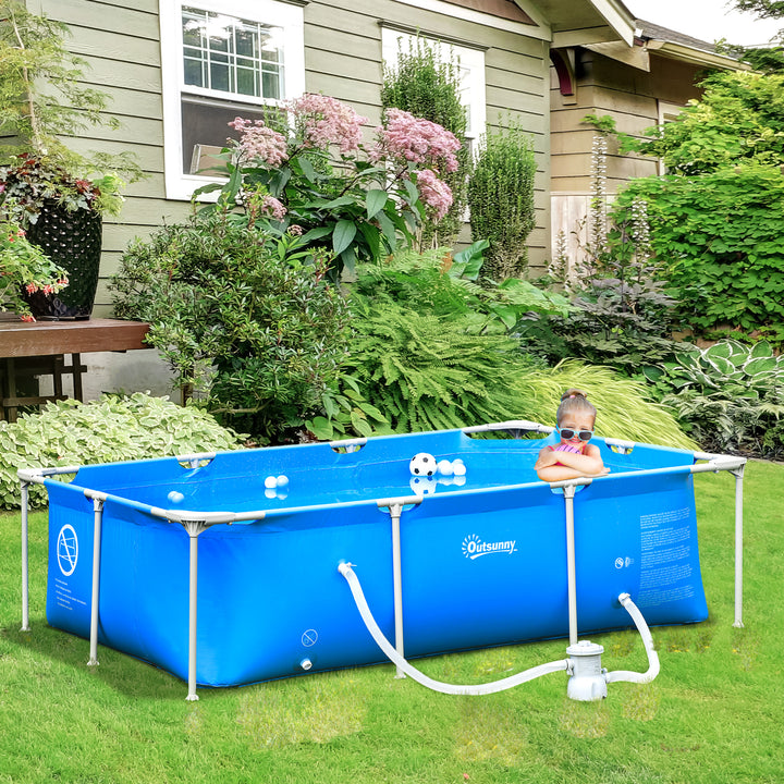 Steel Frame Pool w/ Filter Pump & Filter Cartridge Rust Resistant Above Ground Pool w/ Reinforced Sidewalls