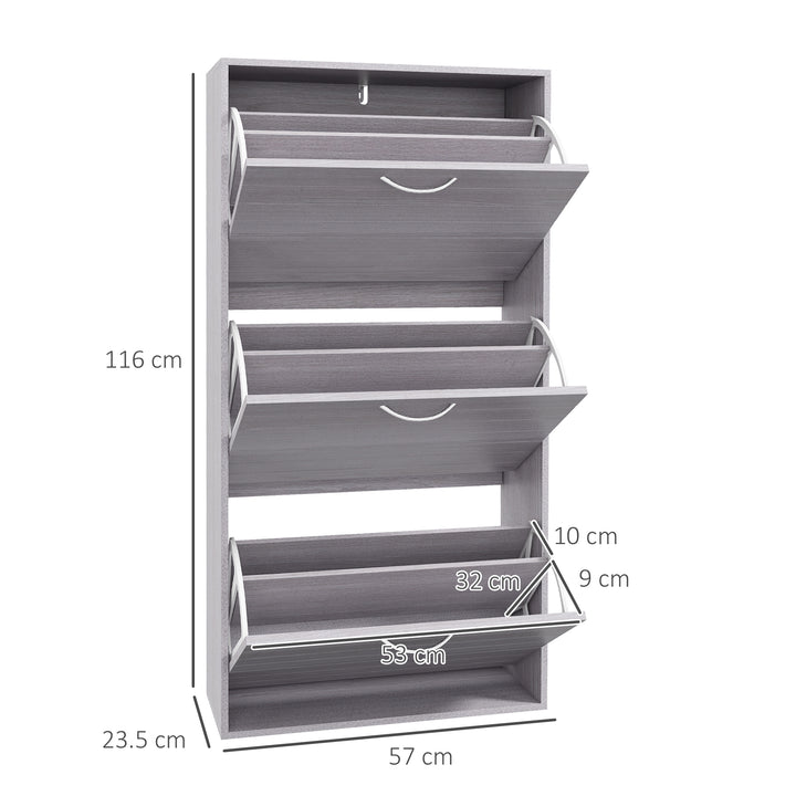 HOMCOM Shoe Storage Cabinet with 3 Flip Drawers