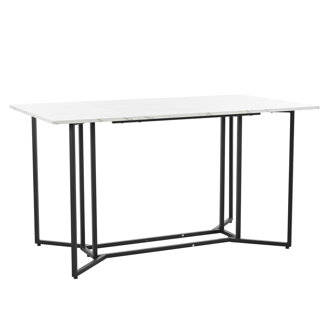 Modern Rectangular Extendable Dining Table with Adjustable Metal Legs