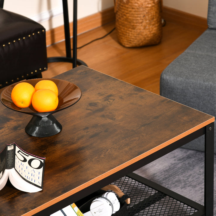 Industrial Coffee Table with Storage Shelf