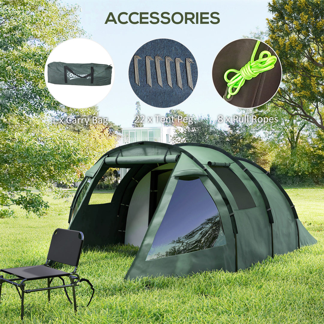 Camping Haven: Spacious 3-4 Person Tunnel Tent with Windows