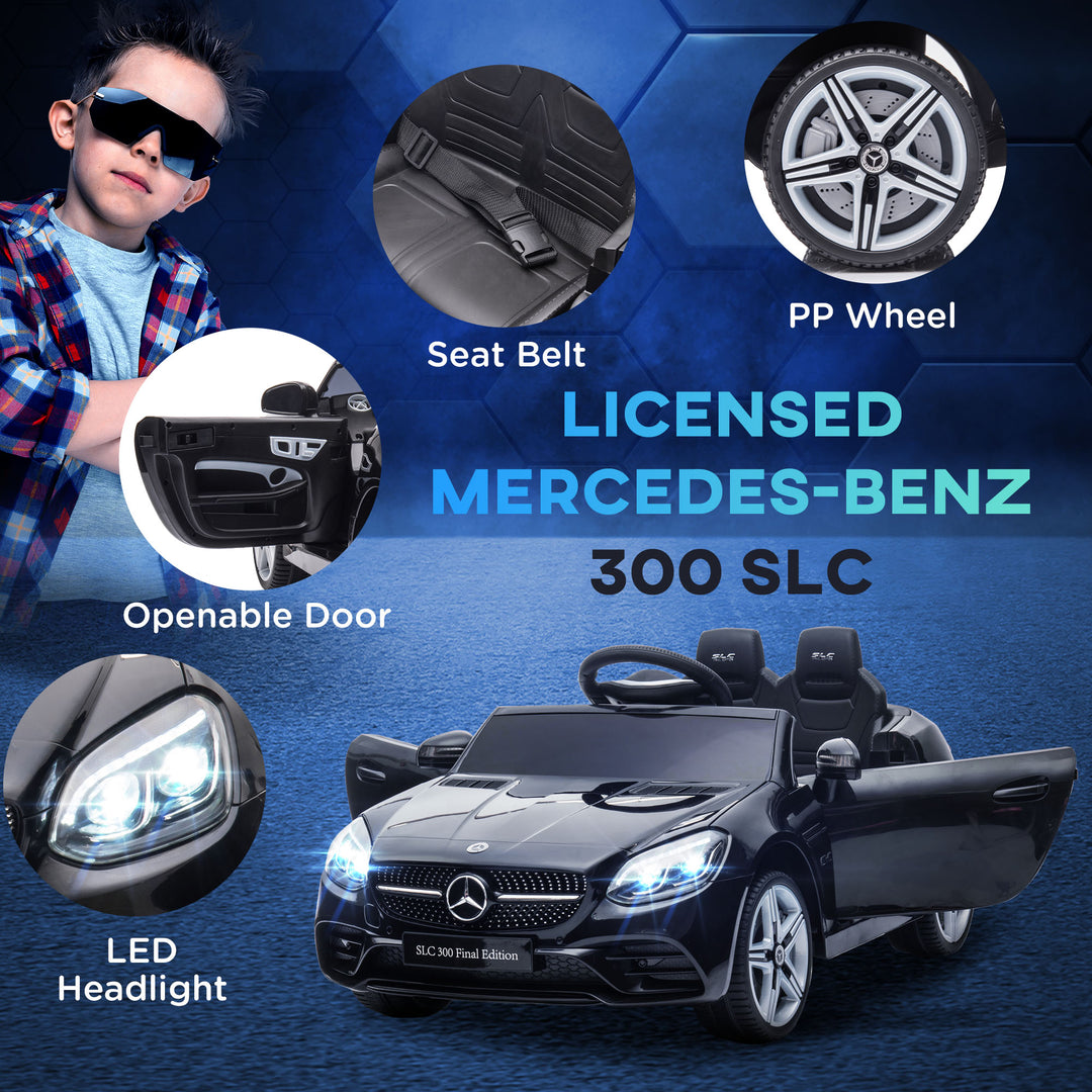 Mercedes Benz SLC 300 Licensed 12V Kids Electric Ride On Car w/ Parental Remote Two Motor Music Light Wheel for 3-6 Years Black