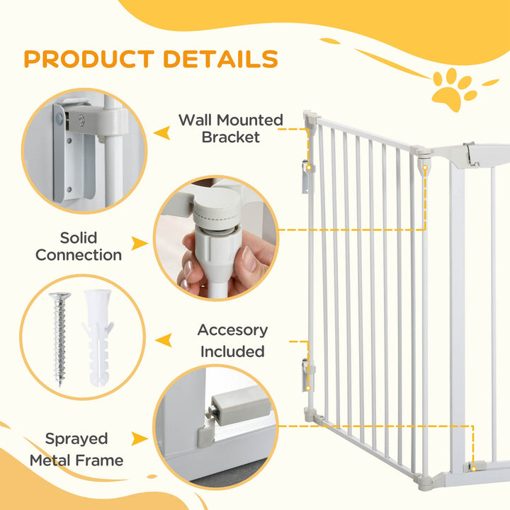 Pet Safety Gate 3-Panel Playpen Fireplace Christmas Tree Metal Fence Stair Barrier Room Divider w/Walk Through Door