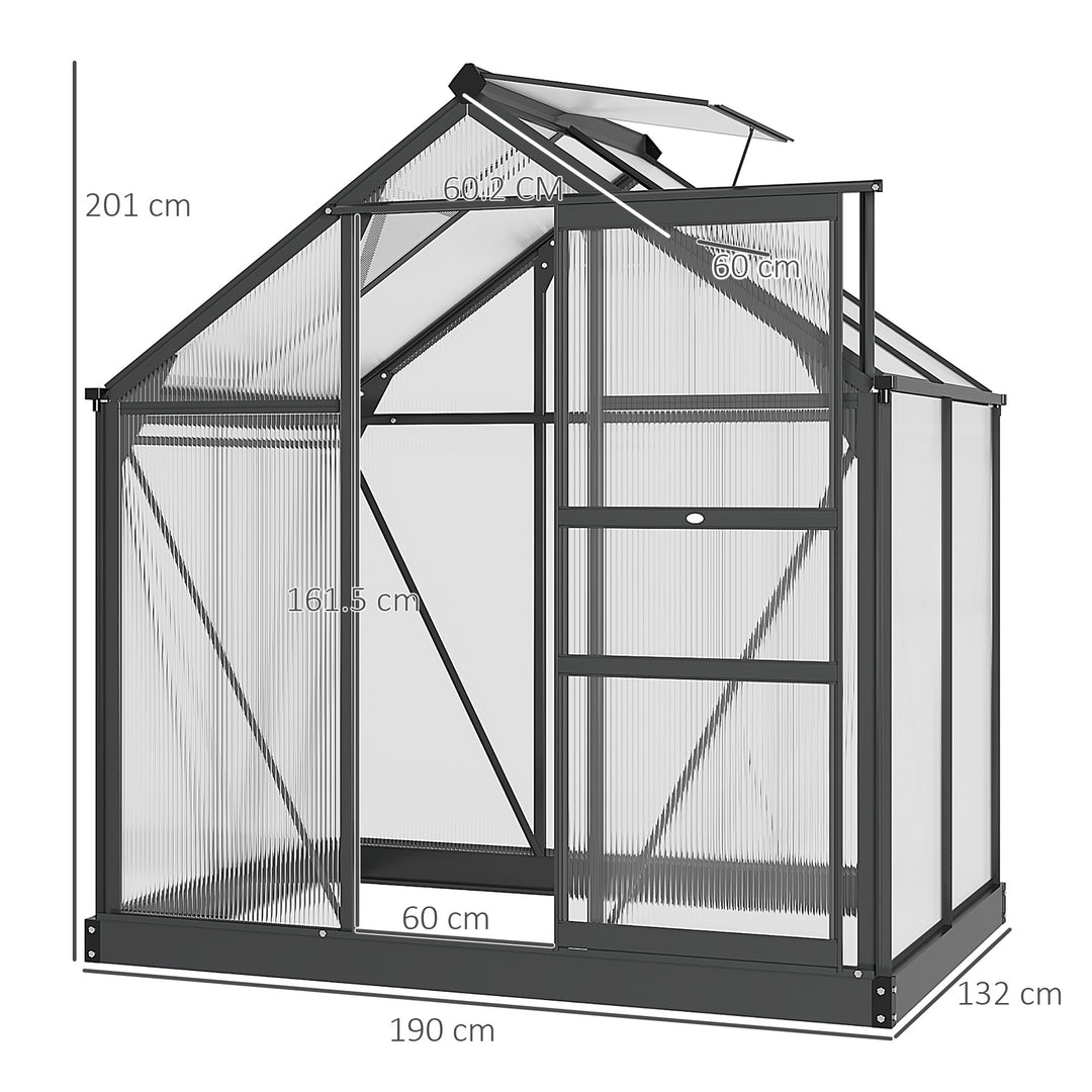 Polycarbonate Greenhouse Large Walk-In Green House Garden Plants Grow Galvanized Base Aluminium Frame w/ Slide Door