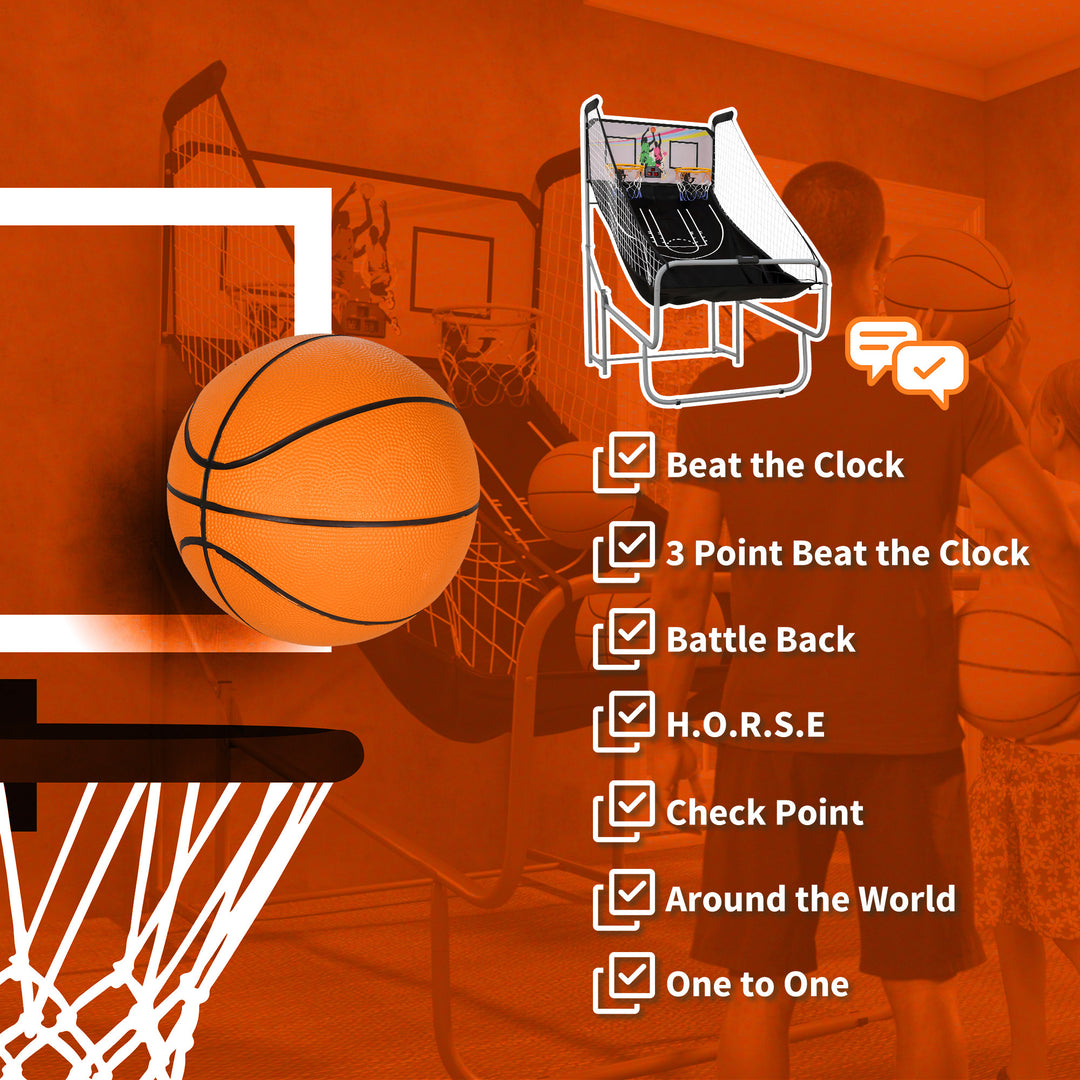 Foldable Double Shot Basketball Arcade Game with 8 Modes