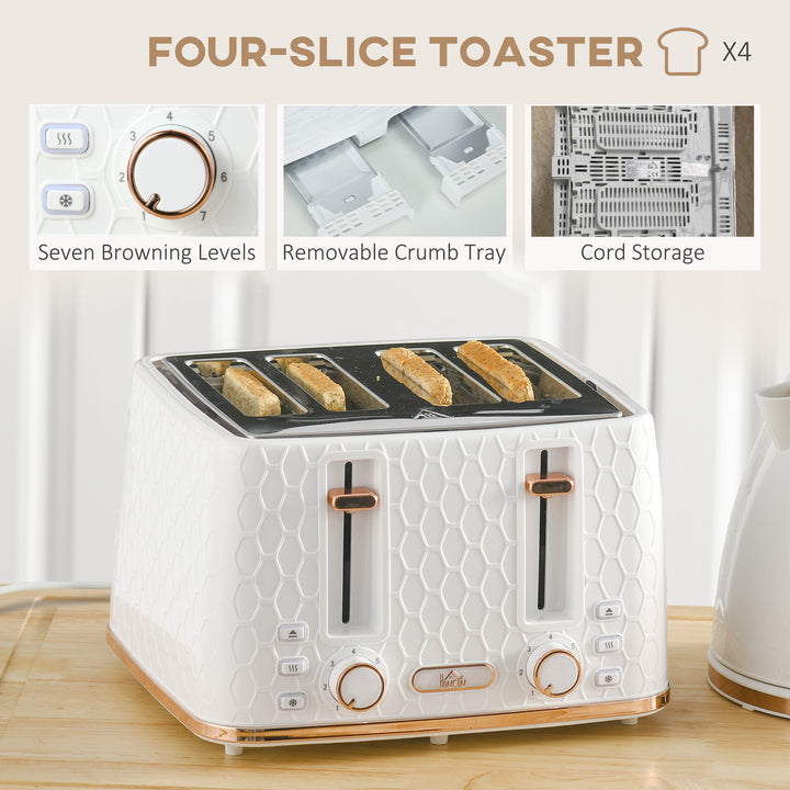 1.7L 3000W Fast Boil Kettle & 4 Slice Toaster Set