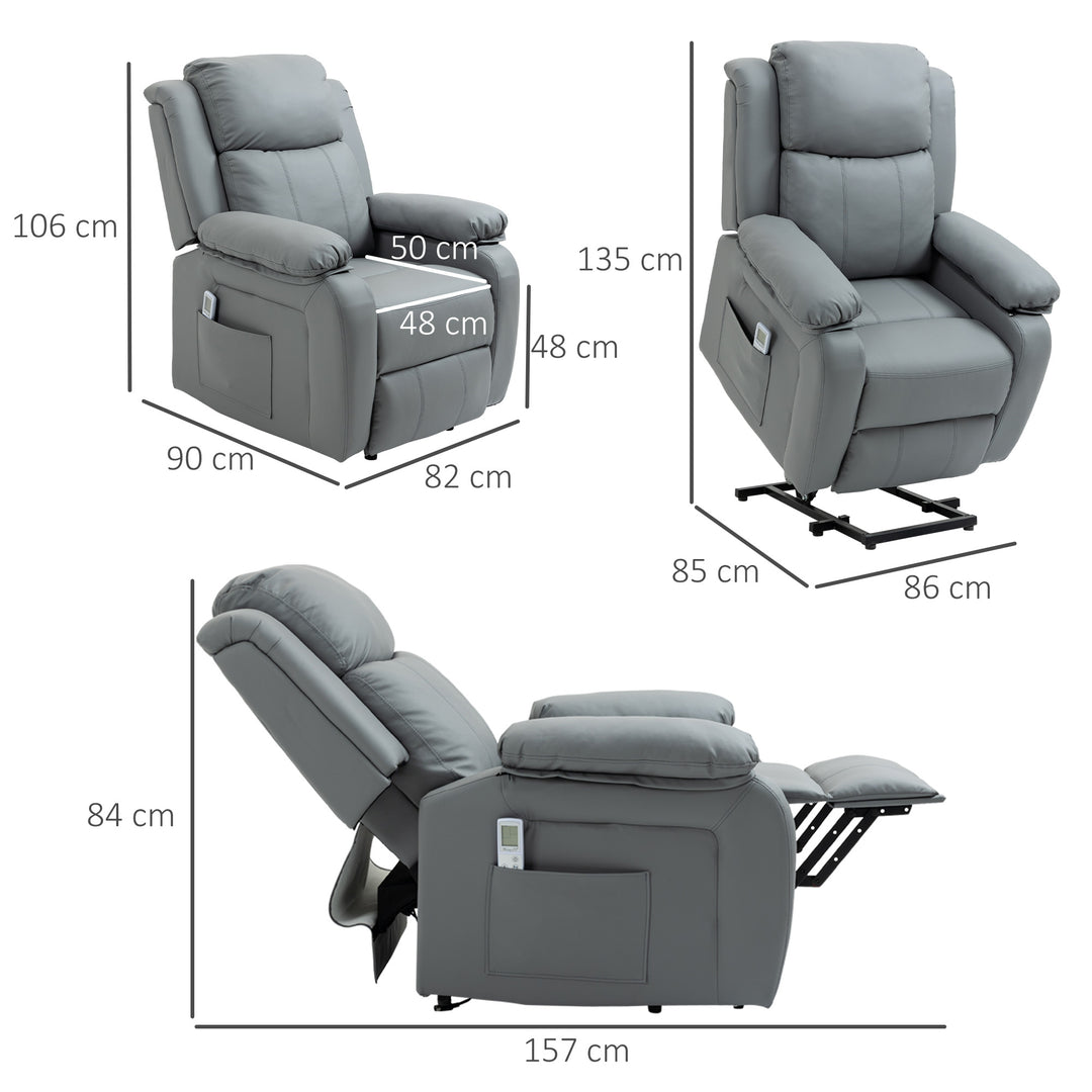 Electric Power Lift Recliner Chair Vibration Massage Reclining Chair with Remote Control and Side Pocket