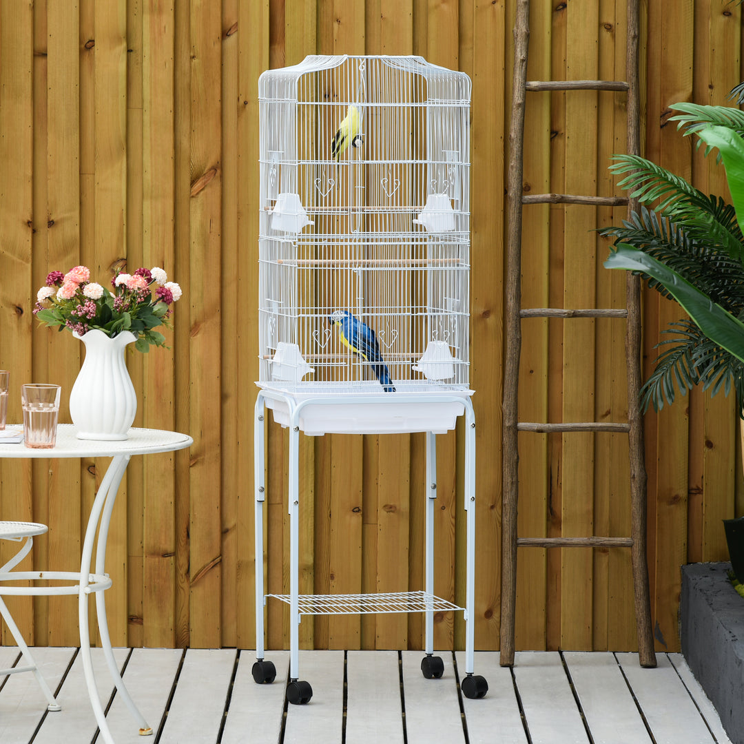 Metal Parrot Cage: Spacious Abode with Breeding Stand & Wheels