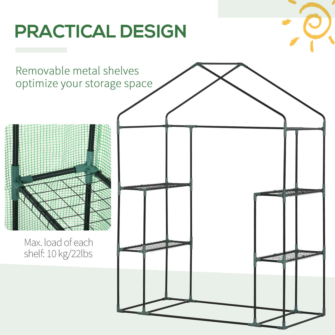 Walk-In Greenhouse Portable Gardening Plant Grow House with 2 Tier Shelf