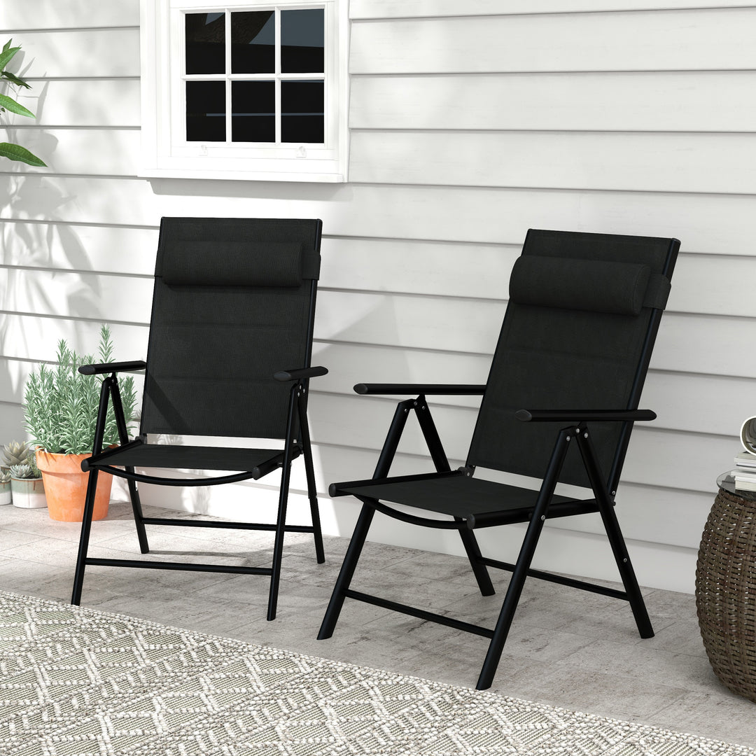 Patio Folding Chairs Set of 2 with Adjustable Back