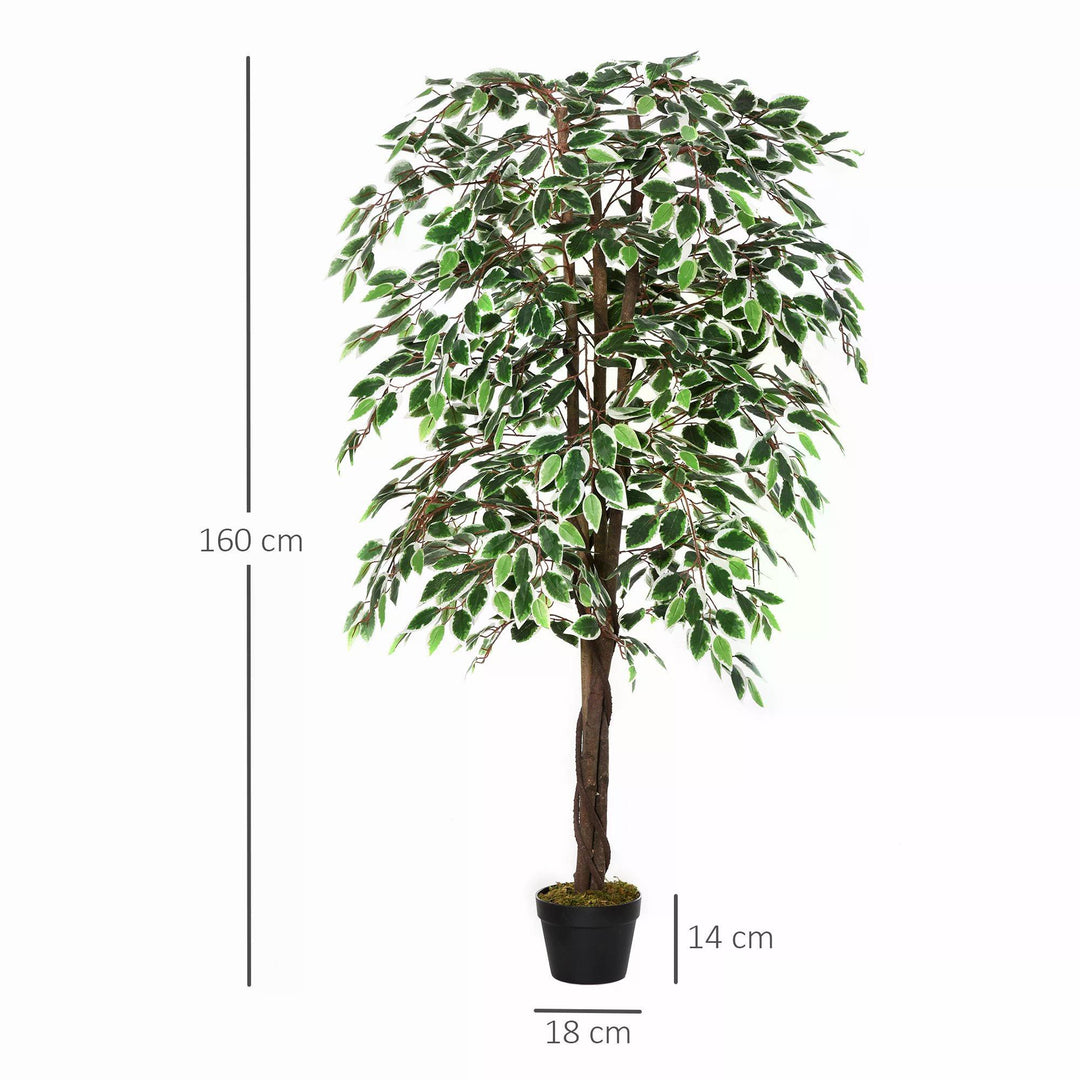 160cm/5.2FT Artificial Ficus Silk Tree with Nursery Pot