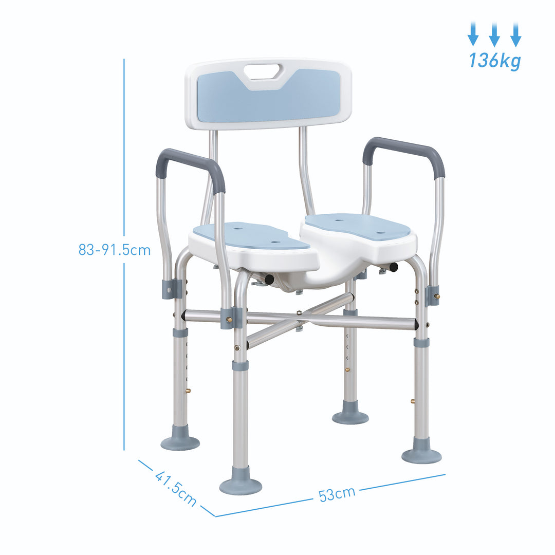 Bath Stool w/ Upgraded U-shaped Seat and Reinforced Crossbars