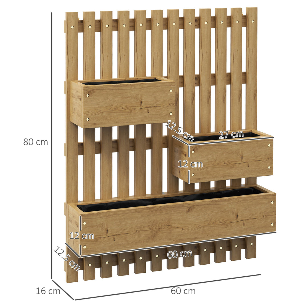 Wall-mounted Wooden Garden Planters with Trellis