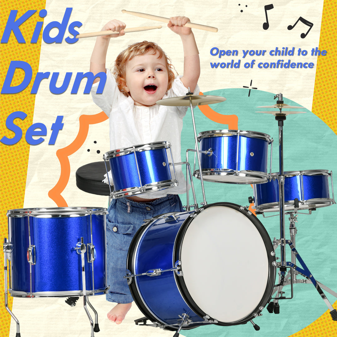 11 Piece Kids Drum Kit w/ Stool