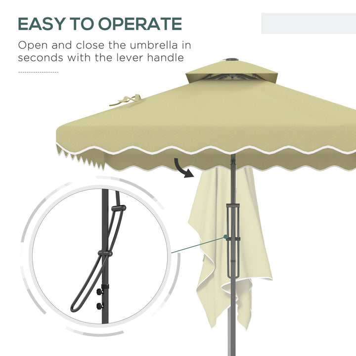 2.5m Square Double Top Garden Parasol Cantilever Umbrella with Ruffles