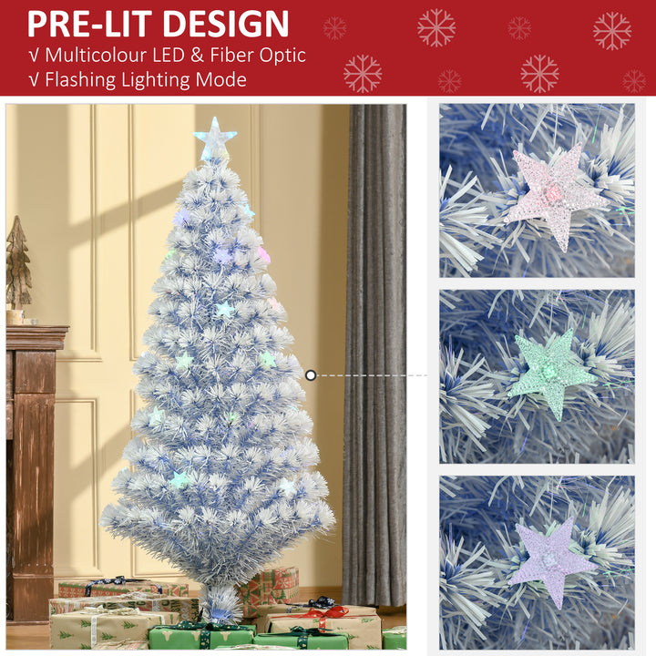 Artificial Fibre Optic Christmas Tree Seasonal Decoration w/ 20 LED Lights Pre-Lit Easy Store White Blue 5FT