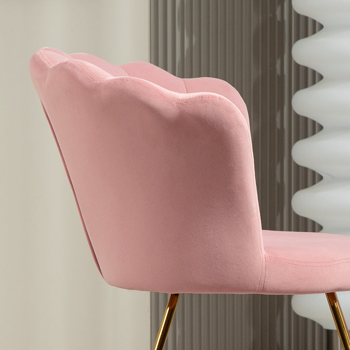 Velvet-Feel Lotus Petal Accent Chair - Pink