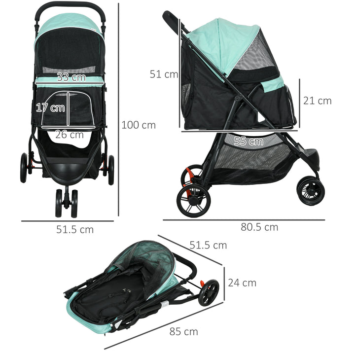 Lightweight Foldable Pet Stroller with Protective Rain Cover for Extra Small and Small Dogs