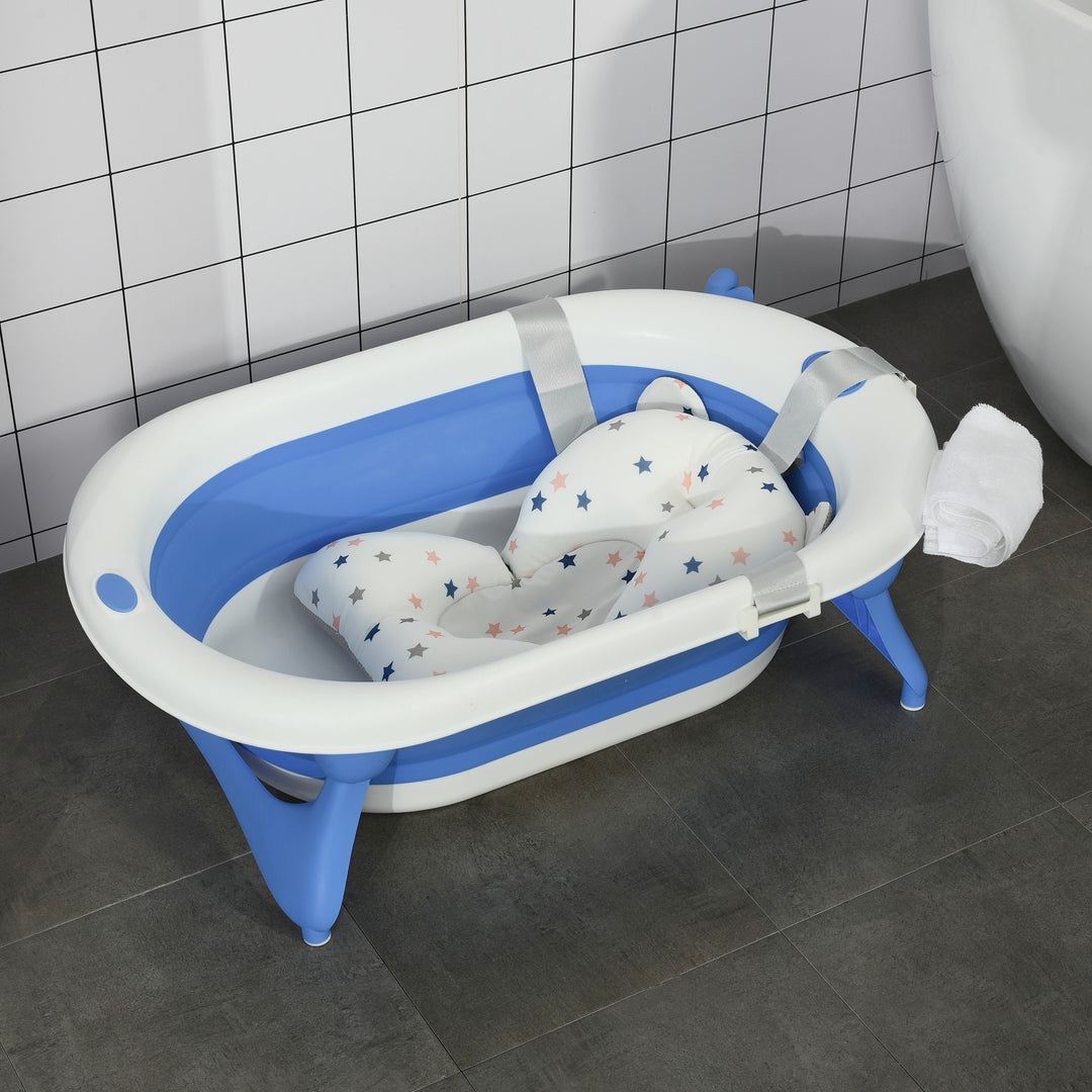 Baby's Bathing Bliss: Foldable Tub with Cushioned Ergonomics