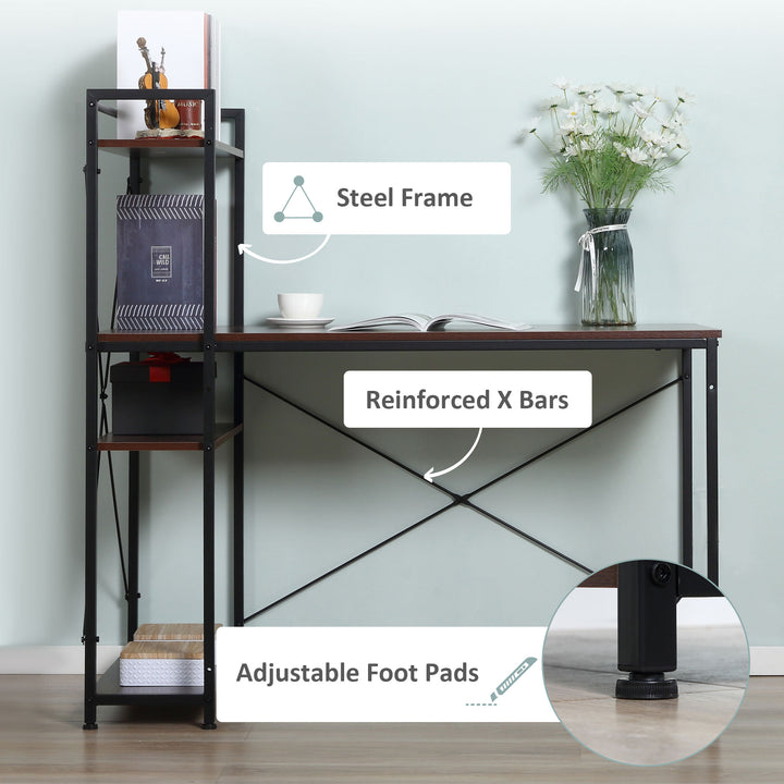 HOMCOM Workstation Desk with Bookshelf