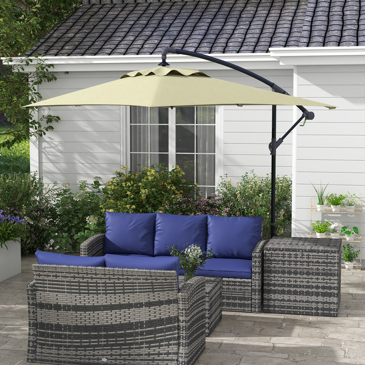 Waterproof Cantilever Parasol w/ Cross Base