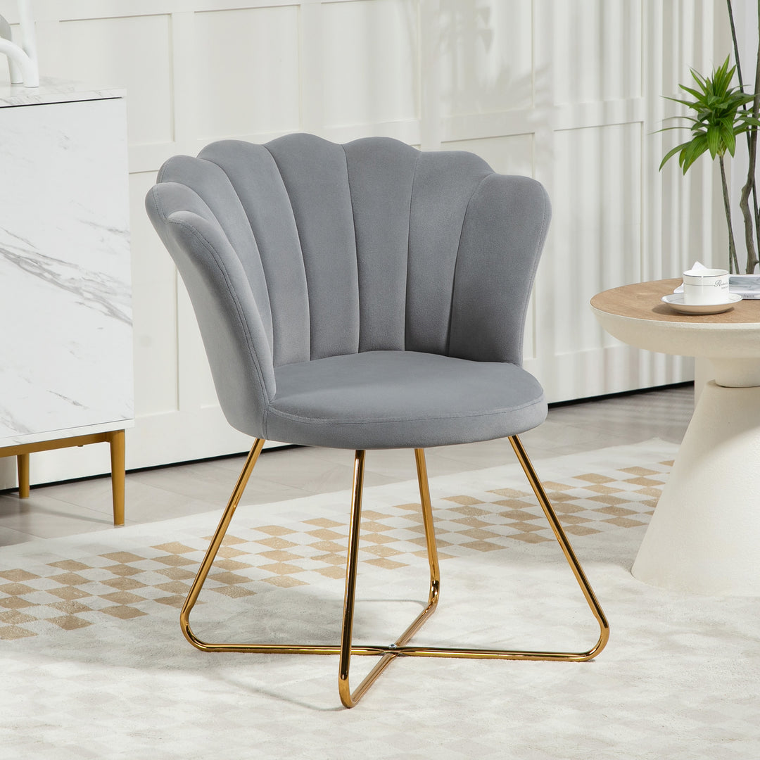 Velvet-Feel Lotus Petal Accent Chair - Grey