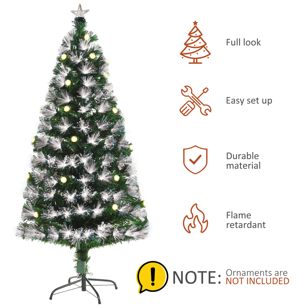 HOMCM 5ft White Light Artificial Christmas Tree w/ 180 LEDs Star Topper Tri-Base Full Bodied Seasonal Decoration Pre-Lit Home