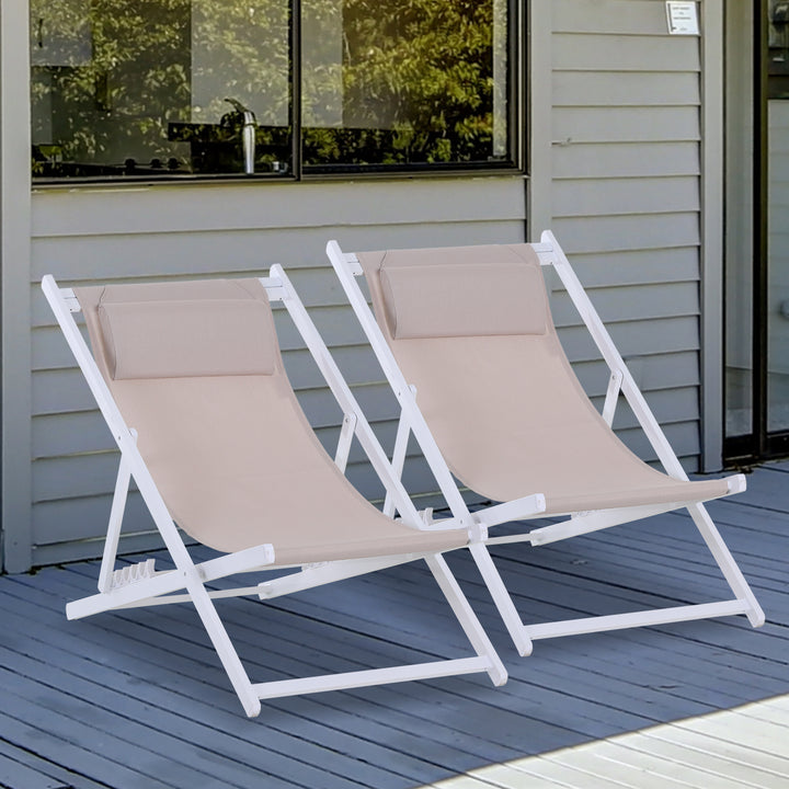 Set of 2 Folding Garden Beach Deck Chairs Deckchairs Seaside Folding Garden Patio Lounger