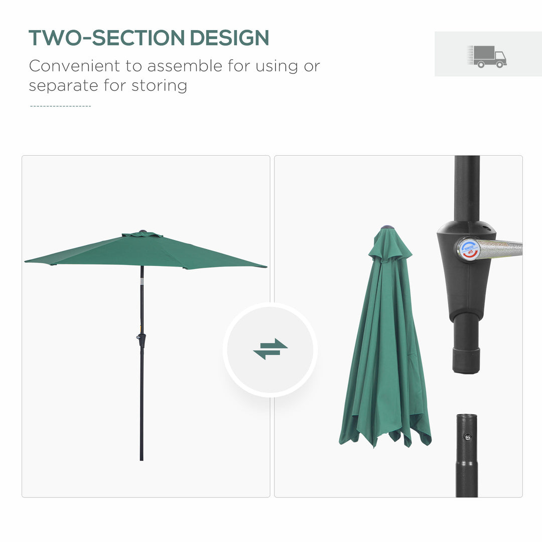 2.7M Tilting Parasol Sun Parasol Outdoor Garden Umbrellas Sun Shade Aluminium Frame with Crank(Green)