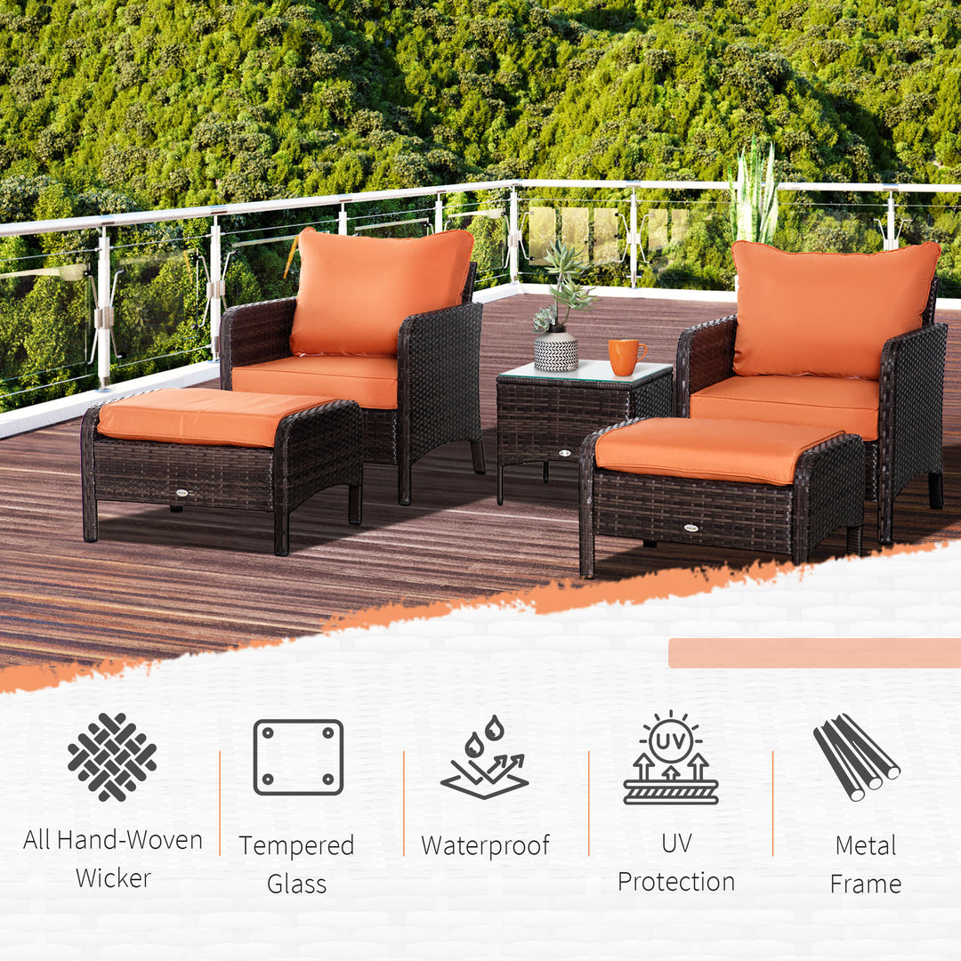 5 Pcs PE Rattan Garden Furniture Set