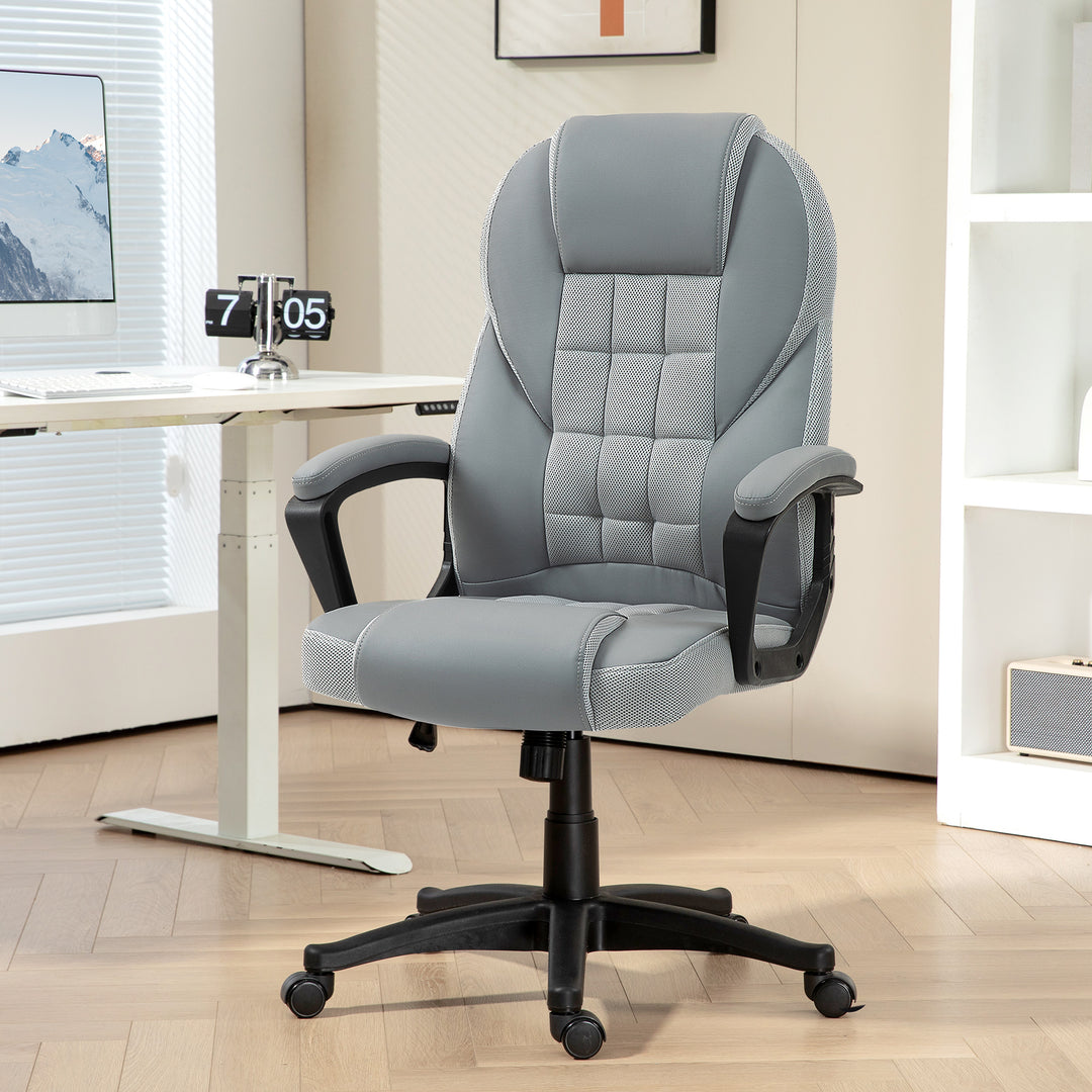 HOMCOM Faux Leather Office Chair, Grey