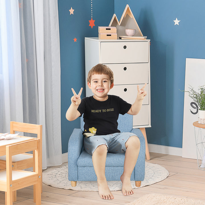 Kids Sofa Mini Sofa Armchair Wood Frame Anti-Slip Legs High Back Bedroom Playroom Furniture for 3-6 Ages