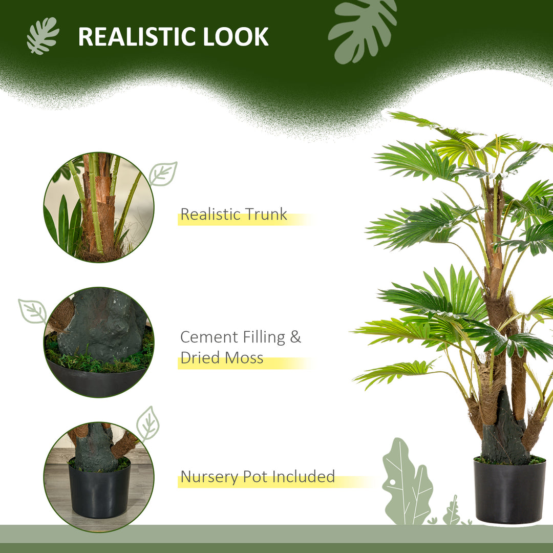 Artificial Palm Tree: 135cm Tropical Faux Plant in Nursery Pot for Indoor & Outdoor Decor