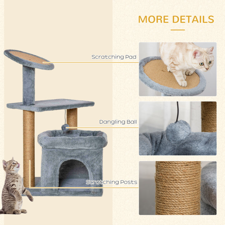 Cat Tree Tower Kitten Activity Center with Scratching Posts Pad Condo Perch Bed Interactive Ball Toy 48 x 48 x 84cm