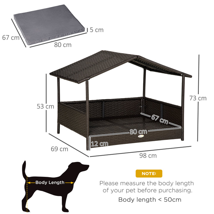 Rattan Dog House with Canopy