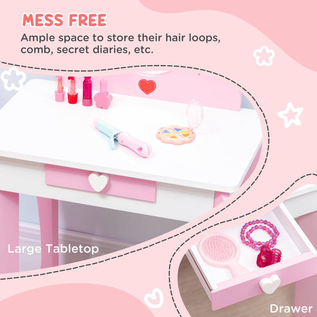 Pink Kids Vanity Set with Dressing Table