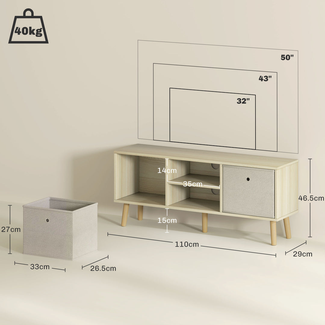 TV Cabinet Stand Unit for TVs up to 50'' with Foldable Drawers