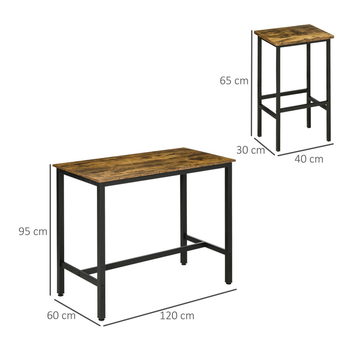 Industrial Bar Table and Stools w/ 2 Stools