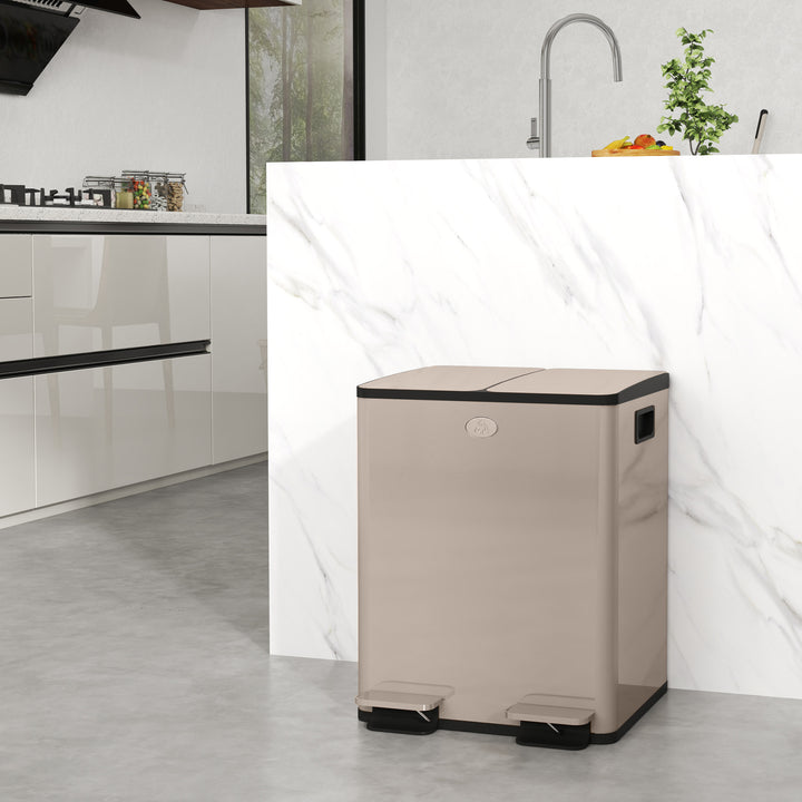 40L Dual Compartment Stainless Steel Bin