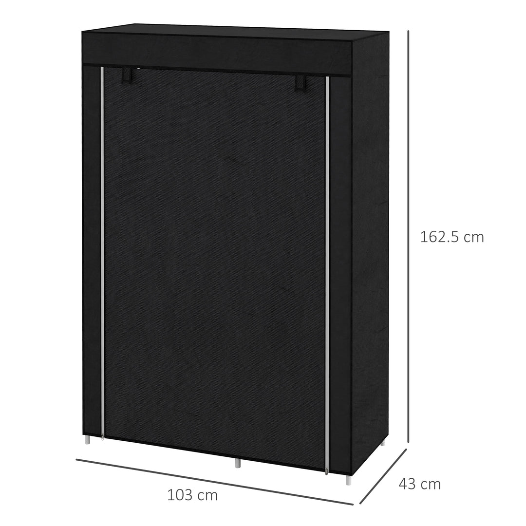 HOMCOM Fabric Wardrobe, 6 Shelves, Black