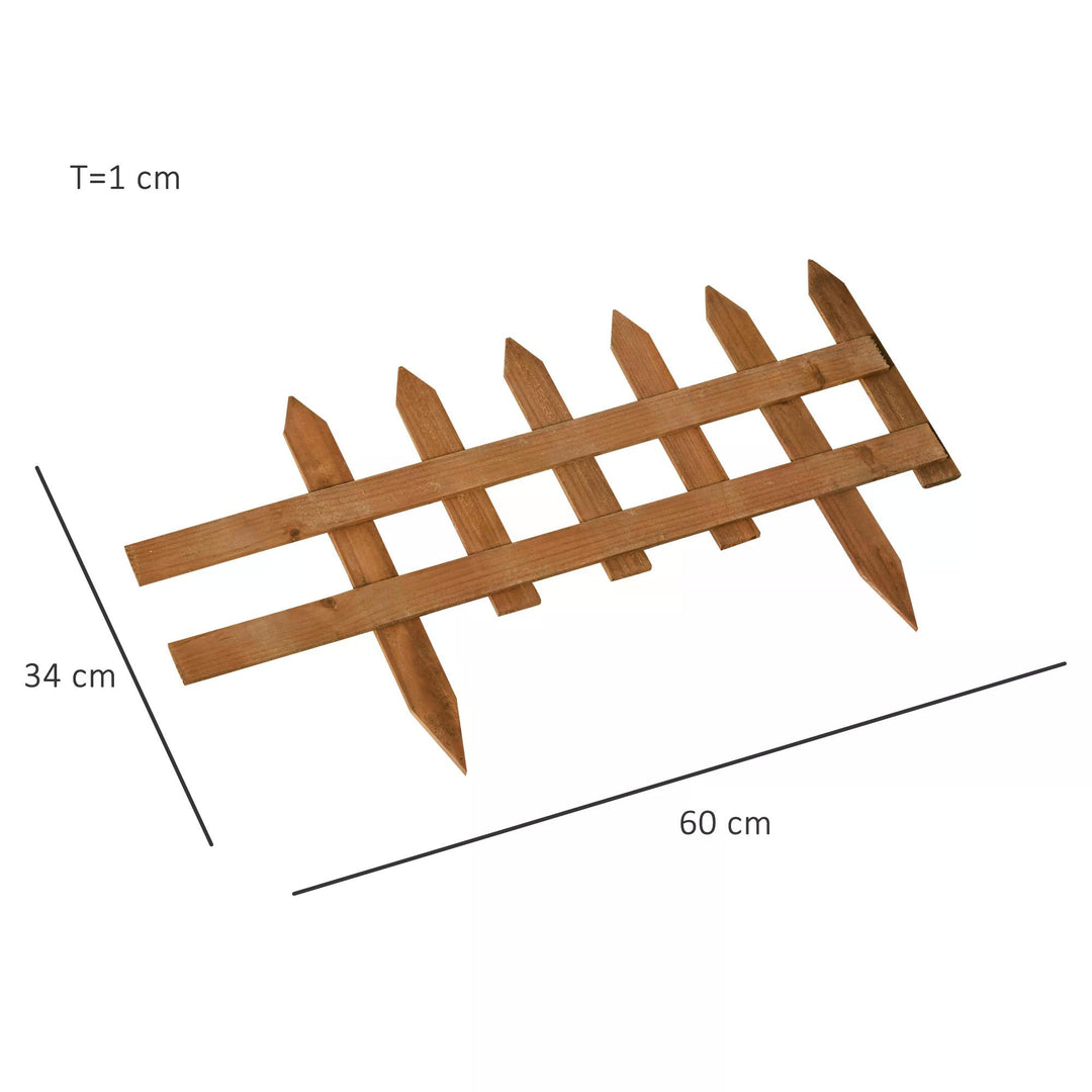 60L x 1D x 34H cm Pack of 12 Wooden Border Fences