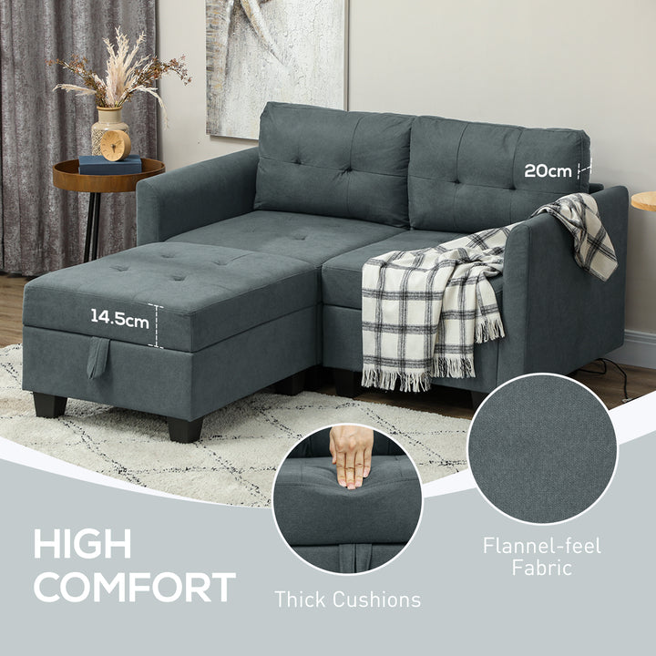 Dark Grey L Shape Modular Storage Sofa