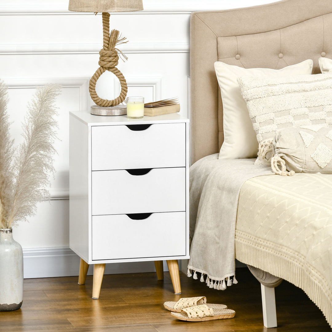 3-Drawer Chest with Wood Legs, White