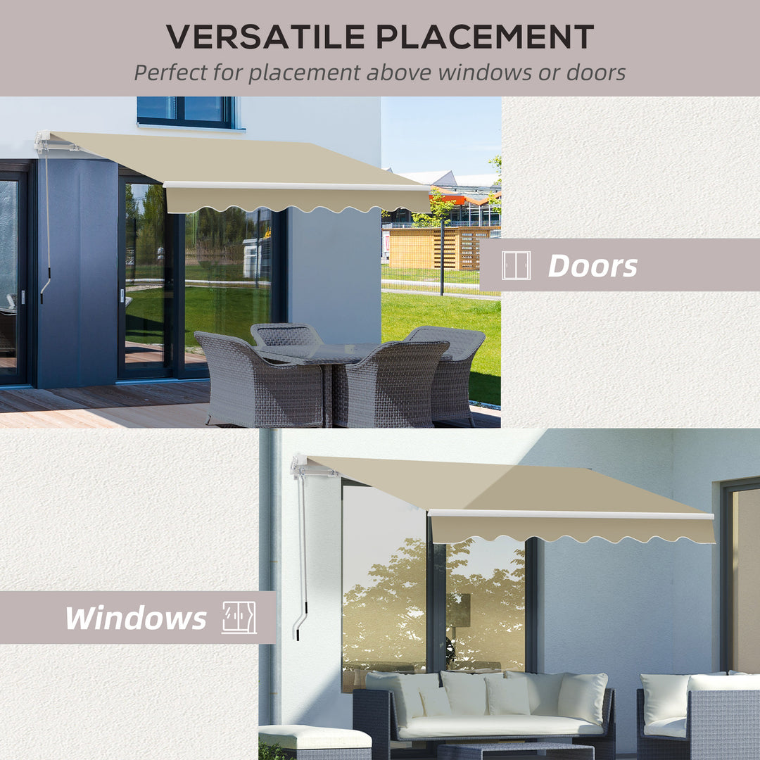 2.5x2 m Manual Retractable Awning-Beige Canopy/White Frame