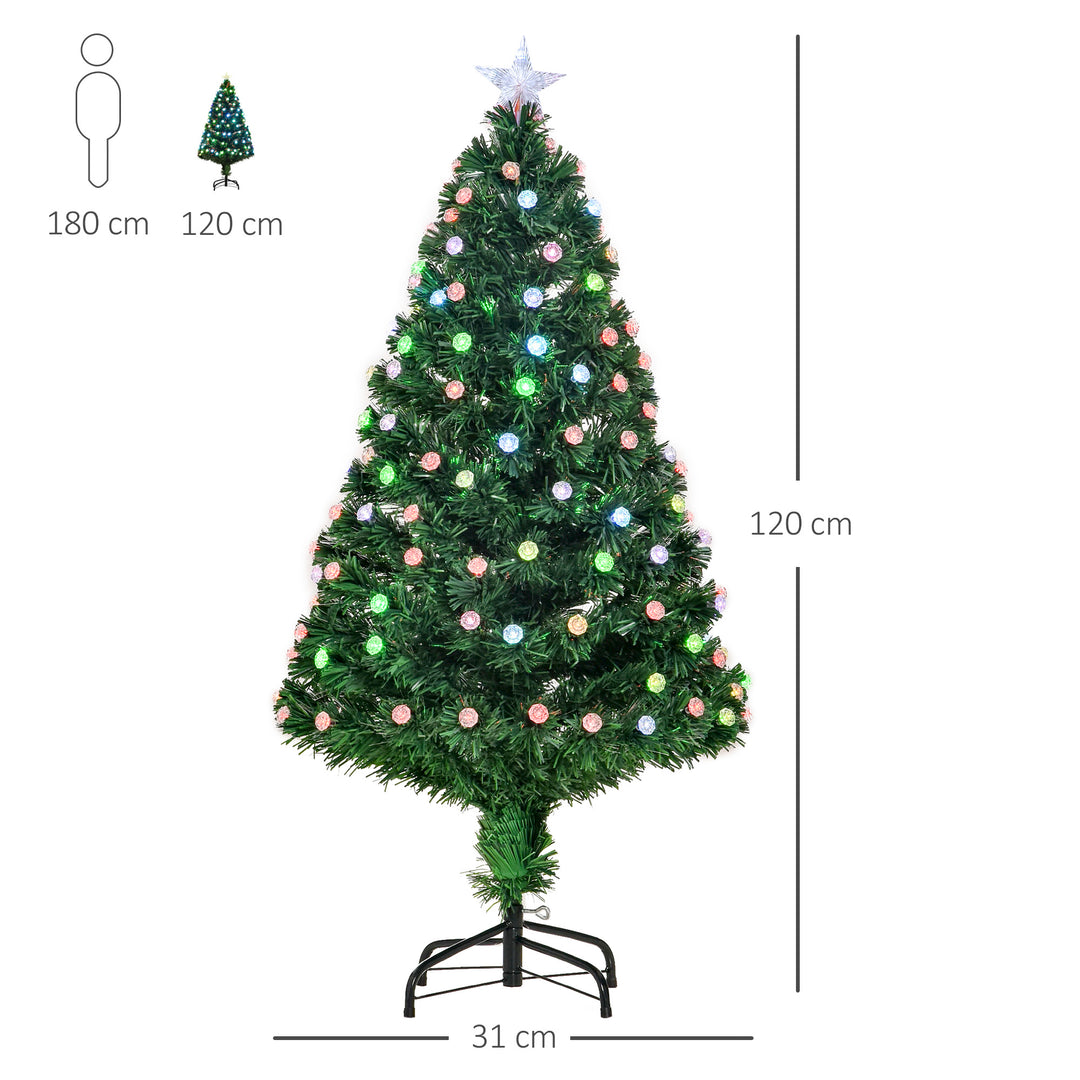 4FT Prelit Christmas Tree Artificial w/Fibre Optic Decorations LED Light Holiday Home Xmas Decoration-Green