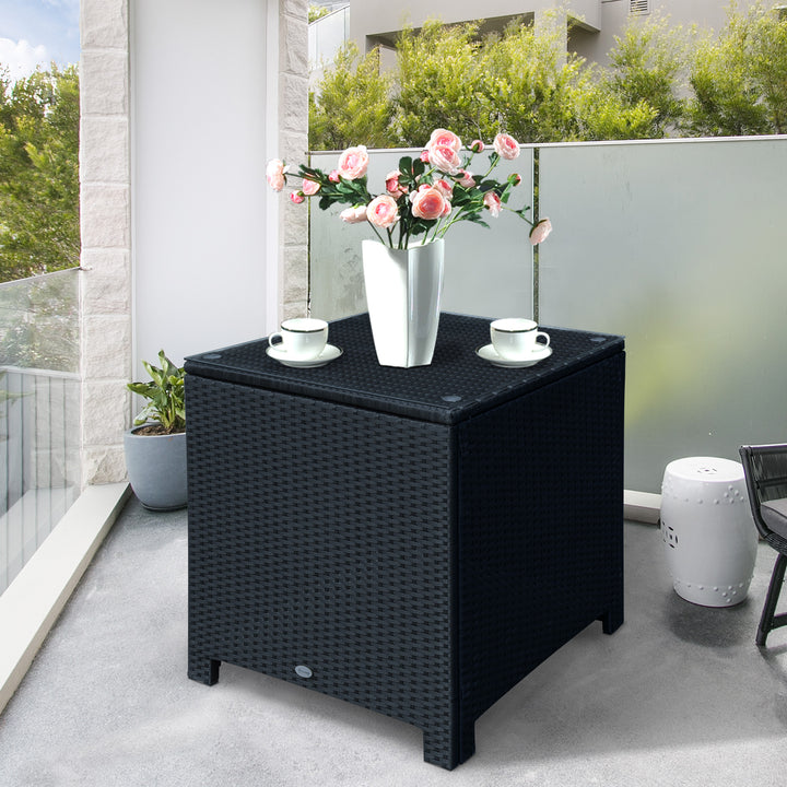 PE Wicker Side Table Rattan Garden Furniture with Four Foot Pads