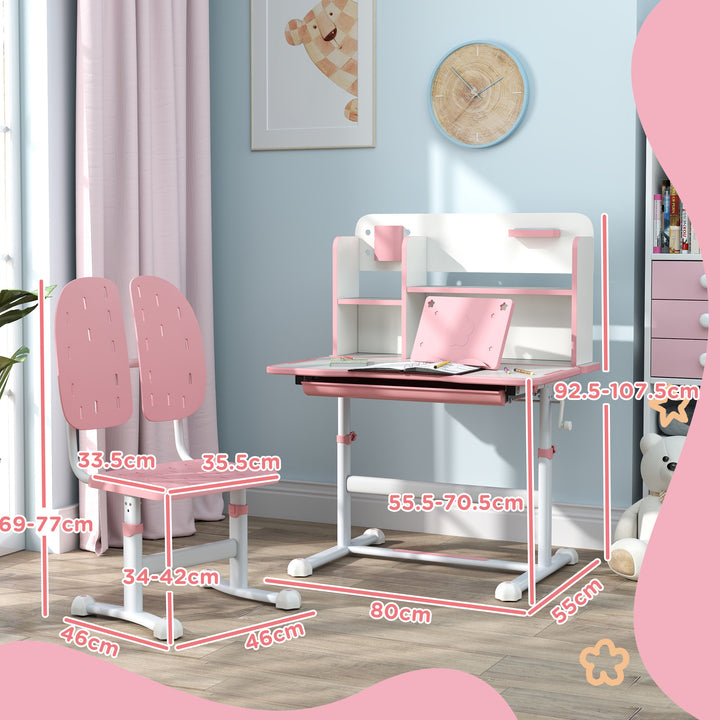 Height Adjustable Kids Desk and Chair Set